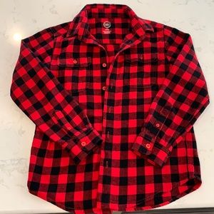 Boys Red Buffalo check button down